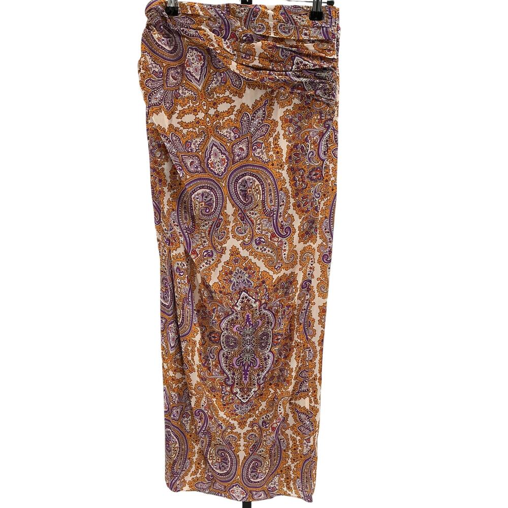 L'Academie Paisley Orange Wildler Skirt Size M - Picture 3 of 4